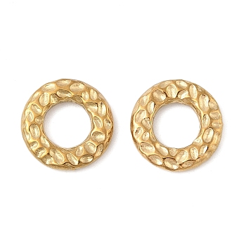 304 Stainless Steel Linking Rings, PVD Vacuum Plating, Textured Ring Shape, Real 18K Gold Plated, 15.5x3mm, Inner Diameter: 8mm