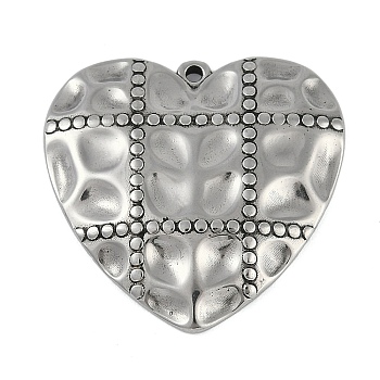 Anti-Tarnish 304 Stainless Steel Pendants, Heart Charm, Stainless Steel Color, 26x27x3.5mm, Hole: 1.4mm