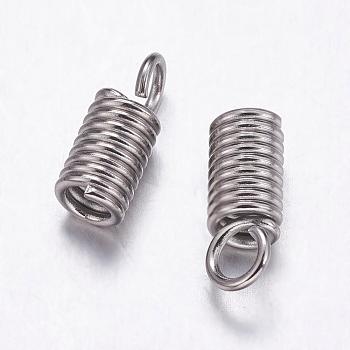 304 Stainless Steel Coil Cord Ends, Stainless Steel Color, 10x4mm, Inner Diameter: 2.5mm, Hole: 2.5mm