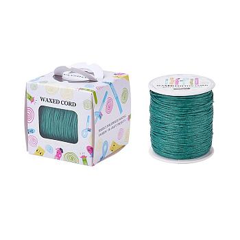 Waxed Cotton Cords, Teal, 1mm, about 100yards/roll(91.44m/roll), 300 feet/roll