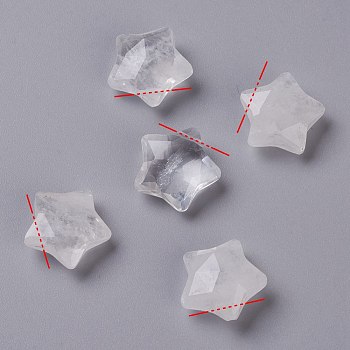 Natural Quartz Crystal Charms, Rock Crystal Charms, Star, Faceted, 13~13.5x14~14.5x6~6.5mm, Hole: 0.8mm