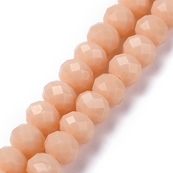 Handmade Glass Beads, Faceted Rondelle, for DIY Crafting, Tan, 8x6mm, Hole: 1mm, about 70pcs/strand, 15.5 inch