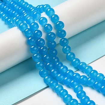 Baking Painted Imitation Jade Glass Round Bead Strands, Dodger Blue, 8.5~9mm, Hole: 1.5mm, about 100~105pcs/strand, 31.8 inch