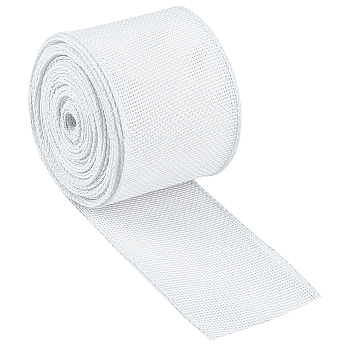 Polyester Imitation Burlap  Ribbon, None Pattern, Flat, White, 2-1/2 inch(63mm), about 10.94 Yards(10m)/Roll