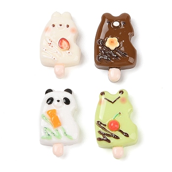 Opaque Resin Imitation Food Decoden Cabochons, Animal Ice Lolly Mixed Shapes, Mixed Shapes, 26x16x8mm