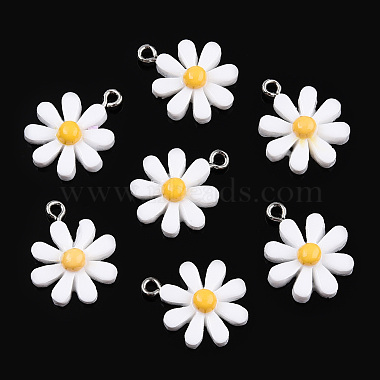 White Flower Resin Pendants