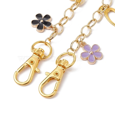 Flower Heart Alloy & 316L Surgical Stainless Steel Pendant Bag Chains(AJEW-BA00129)-4