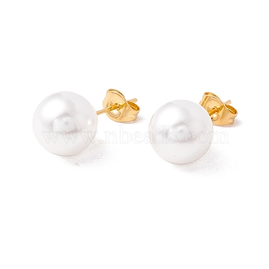 6 Pair Shell Pearl Round Ball Stud Earrings(EJEW-A067-18A)-4