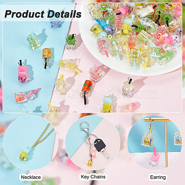 64Pcs 18 Styles Resin Bottle Drink Pendants(RESI-AR0001-36)-4