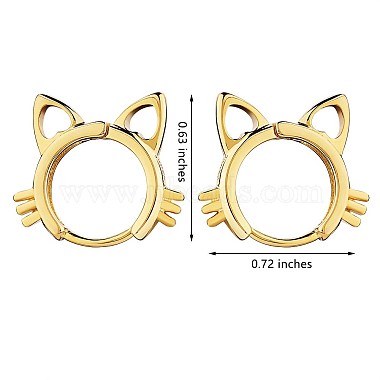 Women Cat Brass Leverback Earrings(JE965B)-3