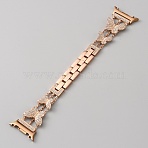 Alloy Rhinestone Butterfly Watch Band, for Watch Accesssories, Rose Gold, 172x30.5x4.5mm(FIND-SZC0022-016A)