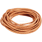 5M Round Braided Cowhide Letter Cord, Sandy Brown, 3mm, about 5.47 Yards(5m)/Set(WL-GF0001-34A-01)