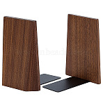Wooden Bookends, with Iron Findings, Rectangle, Coffee, 120x100x140mm(AJEW-WH0752-106)