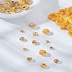 40Pcs 10 Styles Brass Beads, Cadmium Free & Lead Free, Round, Golden, 4~8mm, Hole: 1~2mm, 4pcs/style(KK-LP0001-77)