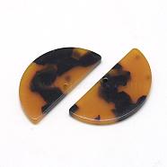Cellulose Acetate(Resin) Semi Circle Pendants, Half Round, Goldenrod, 37x18x2.5mm, Hole: 1.5mm(KY-S111B-A301)