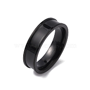 201 Stainless Steel Grooved Finger Ring Settings, Ring Core Blank, for Inlay Ring Jewelry Making, Electrophoresis Black, Inner Diameter: 19mm(STAS-WH0027-27D-EB)
