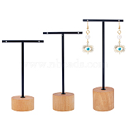 T Bar Iron & Wood Earring Displays Sets, T Bar with Two Holes, Peru, 7x2~3.6x11.7~16.2cm(EDIS-WH0016-02)