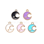 Alloy Enamel Pendants, Moon & Star, Light Gold, Mixed Color, 16x13x2mm, Hole: 1.8mm(ENAM-S121-063)