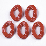 Opaque Acrylic Linking Rings, Quick Link Connectors, for Curb Chains Making, Twist, Red, 30x21x6mm, Inner Diameter: 16x8mm(OACR-S036-001B-G06)