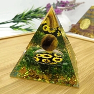 Resin Orgonite Pyramids  with  Ball, for Spirits Lift Stress Relief, Green, 60x60x60mm(PW-WG11318-01)