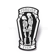 Forever Ever Word Enamel Pin, Halloween Skeleton Alloy Badge for Backpack Clothes, Electrophoresis Black, White, 35.5x19x1.5mm, Pin: 1.3mm(JEWB-H006-39EB)