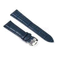 Leather Watch Bands, with 201 Stainless Steel Buckles, Adjustable Watch Bands, Marine Blue, 8.9~12.4x2.2~2.3x0.5cm, 2pcs/set(FIND-Z060-01F-05)