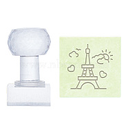 Clear Acrylic Soap Stamps, DIY Soap Molds Supplies, Rectangle, Eiffel Tower, 60x34x37mm, Pattern: 33x33mm(DIY-WH0438-014)