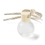 Glass Perfume Bottles Air Freshener Diffuser Bottle Hanging Ornament, with Wood Bead, for Car Rear View Mirror Decoration, Round, 250mm, Bottle: 51x36x20.5mm, Capacity: 10ml(0.34fl. oz)(AJEW-P111-01D)
