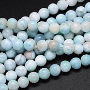 Natural Larimar Round Bead Strands, 9~10mm, Hole: 1mm, about 40pcs/strand, 16 inch(G-O087-10-10mm)