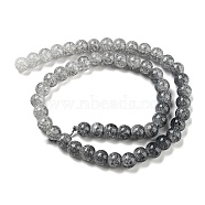 Spray Painted Crackle Glass Beads Strands, Gradient Color, Segmented Multi-color Beads, Round, Gray, 8mm, Hole: 1mm, about 48pcs/strand, 14.96 inch(38cm)(DGLA-C002-8mm-02)