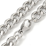 Non-Tarnish 201 Stainless Steel Cuban Link Chain Necklaces for Women and Men, Stainless Steel Color, 21.97 inch(55.8cm)(NJEW-F322-03P-03)