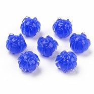 Handmade Bumpy Lampwork Beads, Flower, Blue, 10~11x11~13x11~13mm, Hole: 1.2mm(LAMP-S194-015E)
