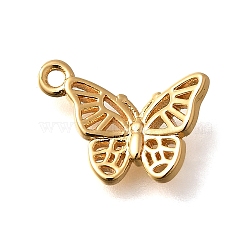 Brass Pendants, Butterfly Charms, Real 18K Gold Plated, 10x14x2mm, Hole: 1.2mm(KK-K294-15G)