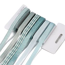 18 Yards 6 Styles Polyester Ribbon, for DIY Handmade Craft, Hair Bowknots and Gift Decoration, Green Color Palette, Light Sea Green, 3/8~1/2 inch(9~12mm), about 3 yards/style(SRIB-Q022-F07)