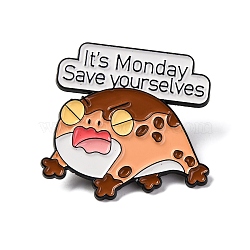 Alloy Brooches, It's Monday Save Yourselves Animal Enamel Pins, Light Salmon, Frog, 33.5x35mm(JEWB-I034-01B)