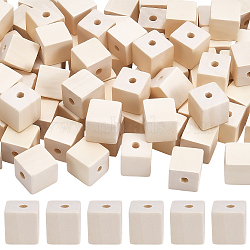 Wood Beads, Cube, PapayaWhip, 15x15x15mm, Hole: 3.5mm(WOOD-SP0001-94A)