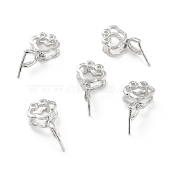 925 Sterling Silver Ice Pick Pinch Bails, Hollow Frog, Platinum, 13x8mm, Hole: 4.5x6mm, Inner Diameter: 3mm, Pin: 0.5mm(STER-Z001-120P)