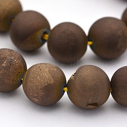 Electroplate Natural Agate Round Beads Strands, Dyed, Copper Plated, 10mm, Hole: 1mm, about 37pcs/strand, 14.9 inch(G-M211-10mm-01)