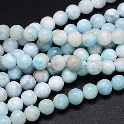 Natural Larimar Round Beads Strands, Grade A, 9~10mm, Hole: 1mm, about 40pcs/strand, 16 inch(G-O087-10-10mm)
