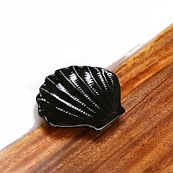 Shell Shape Porcelain Jewelry Plates, Storage Tray for Rings, Necklaces, Earring, Black, 100x23mm(PW-WGA598A-02)