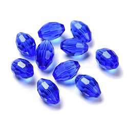 Glass Imitation Austrian Crystal Beads, Faceted, Oval, Blue, 15x9mm, Hole: 0.8~1.4mm(GLAA-K055-10B)