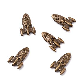 Zinc Alloy Cabochons, for DIY Crystal Epoxy Resin Material Filling, Rocket, Antique Bronze, 10x6x2mm, about 100pcs/bag