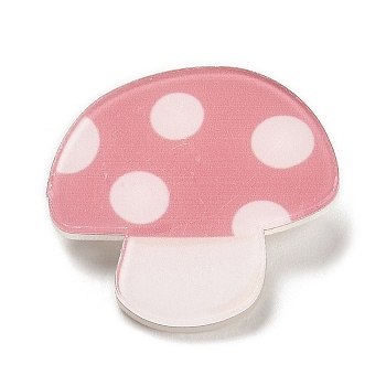 Cartoon Style Acrylic Brooch, Platinum Iron Pin for Backpack Clothes, Mushroom, 27.5x28x2mm