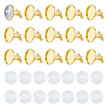 DIY Blank Dome Brass Cufflink Making Kits, Golden, 18x21.5mm, tray: 20mm