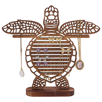 Wood Earring Display Organizers, Jewelry Display Stands, Tortoise, Saddle Brown, Finished Product: 5x30.5x28.5cm