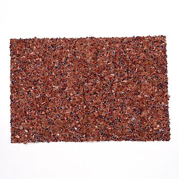 Synthetic Goldstone & Seed Beads Self-Adhesive Patches, Appliques, Costume Accessories, for Clothes, Bag Pants, Shoes, Cellphone Case, Sienna, 31.7x21x0.4cm