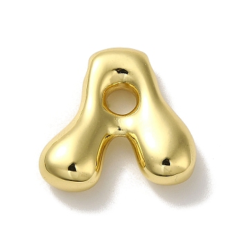 Rack Plating Brass Beads, Cadmium Free & Lead Free, Long-Lasting Plated, Real 18K Gold Plated, Letter A, 20.5x21x6mm, Hole: 2mm