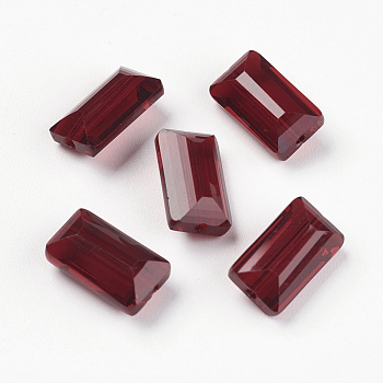 Imitation Austrian Crystal Beads, Grade AAA, Faceted, Rectangle, Dark Red, 10x15.5x7mm, Hole: 0.9~1mm