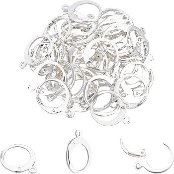 304 Stainless Steel Leverback Earring Findings, with Loop, Silver, 14x12x2mm, Hole: 1.2mm, Pin: 0.8x1mm, 40pcs/box