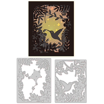 Carbon Steel Cutting Dies Stencils, for DIY Scrapbooking, Photo Album, Decorative Embossing, Paper Card, Matte Platinum Color, Bird Pattern, 12.8~13.3x10~10.8x0.08cm, 2pcs/set